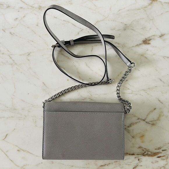 MICHAEL KORS Jet Set Travel Pearl Grey Leather Phone Crossbody Bag - Picture 6 of 10